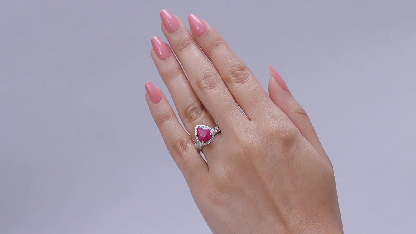 Luxoro 10K Yellow Gold AAA Montepuez Ruby, Diamond (I2) (0.36 cts) Twisted Flame Ring (Size 6.0) (4.15 g) 2.70 ctw