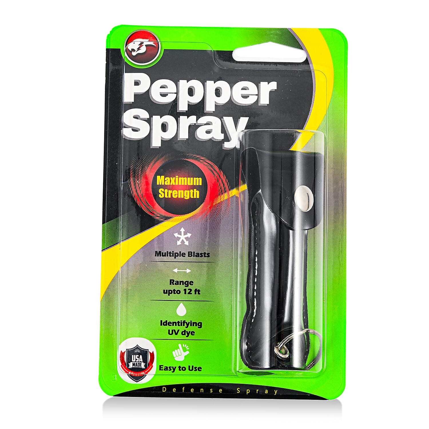 Black Pepper Spray with Faux Leather Holder and Key Ring