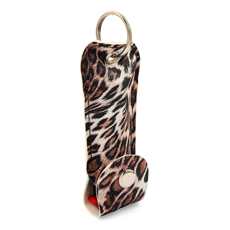 Cheetah Print Pepper Spray with Faux Leather Holder and Key Ring