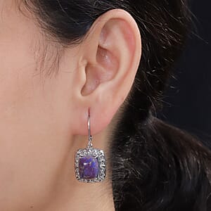 EverTrue Mojave Purple Turquoise 11.40 ctw Lever Back Earrings in Stainless Steel