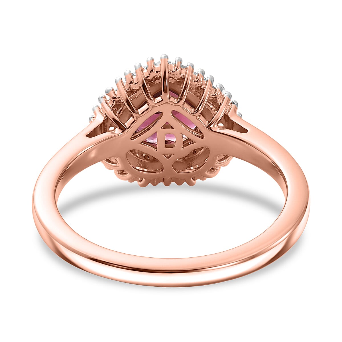 D'Joy Premium Malawi Magenta Garnet and Diamond 1.60 ctw Midnight Romance Ring in 18K Vermeil Rose Gold Over Sterling Silver (Size 5.0)
