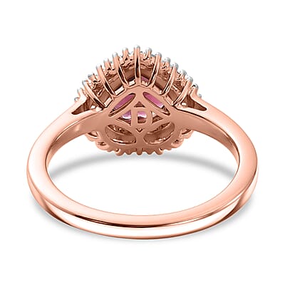D'Joy Premium Malawi Magenta Garnet and Diamond 1.60 ctw Midnight Romance Ring in 18K Vermeil Rose Gold Over Sterling Silver (Size 5.0)