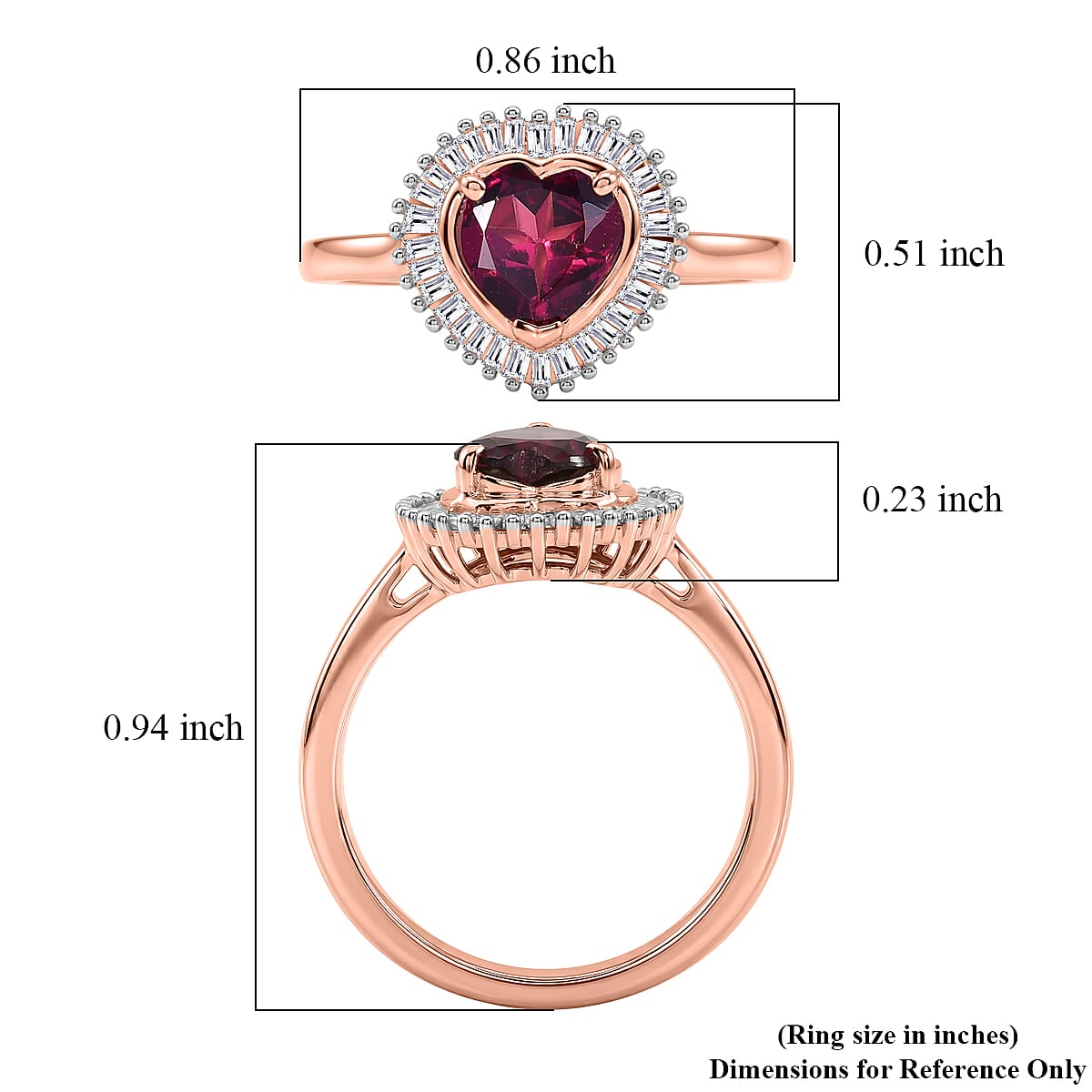 D'Joy Premium Malawi Magenta Garnet and Diamond 1.60 ctw Midnight Romance Ring in 18K Vermeil Rose Gold Over Sterling Silver (Size 5.0)