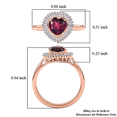 D'Joy Premium Malawi Magenta Garnet and Diamond 1.60 ctw Midnight Romance Ring in 18K Vermeil Rose Gold Over Sterling Silver (Size 5.0)