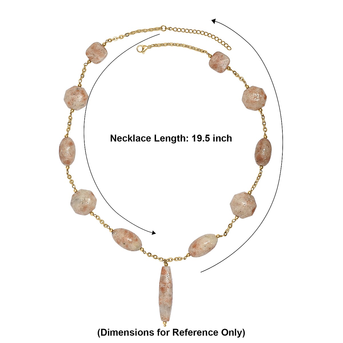 EverTrue Sunstone 225.00 ctw Beaded Necklace in 18K Yellow Gold Plated Stainless Steel 20-22 Inches image number 5