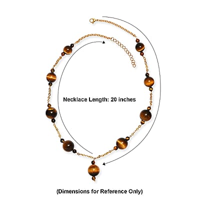 EverTrue Tiger's Eye 195.00 ctw Beaded Necklace in ION Plated YG Stainless Steel 20-22 Inches