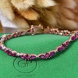 GP Premium Radiant Ember Garnet 9.25 ctw Bracelet in 18K Vermeil Rose Gold Over Sterling Silver (7.25 In)