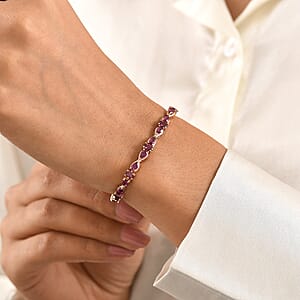 GP Premium Radiant Ember Garnet 9.25 ctw Bracelet in 18K Vermeil Rose Gold Over Sterling Silver (7.25 In)