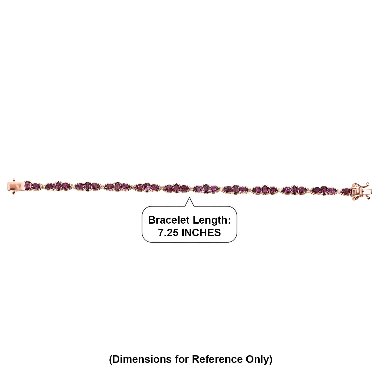 GP Amore Collection Premium Radiant Ember Garnet 9.60 ctw Bracelet in 18K Vermeil Rose Gold Over Sterling Silver (7.25 In)