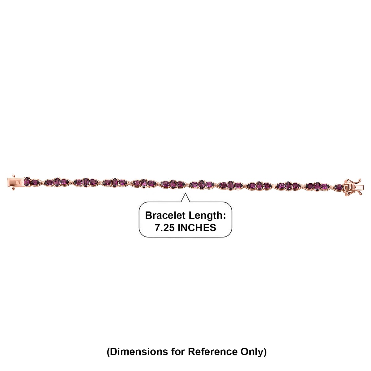 GP Premium Radiant Ember Garnet 9.25 ctw Bracelet in 18K Vermeil Rose Gold Over Sterling Silver (7.25 In) image number 5