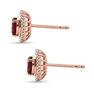 D'Joy Premium Malawi Magenta Garnet and Diamond 1.25 ctw Midnight Romance Stud Earrings in 18K Vermeil Rose Gold Over Sterling Silver