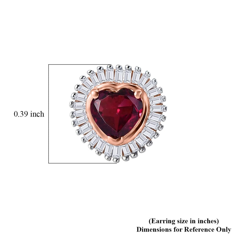 D'Joy Premium Malawi Magenta Garnet and Diamond 1.25 ctw Midnight Romance Stud Earrings in 18K Vermeil Rose Gold Over Sterling Silver