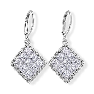 EverTrue Princess Cut Simulated Diamond Earrings in Platinum Bond