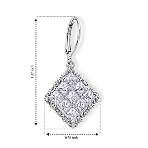 EverTrue Princess Cut Simulated Diamond Earrings in Platinum Bond