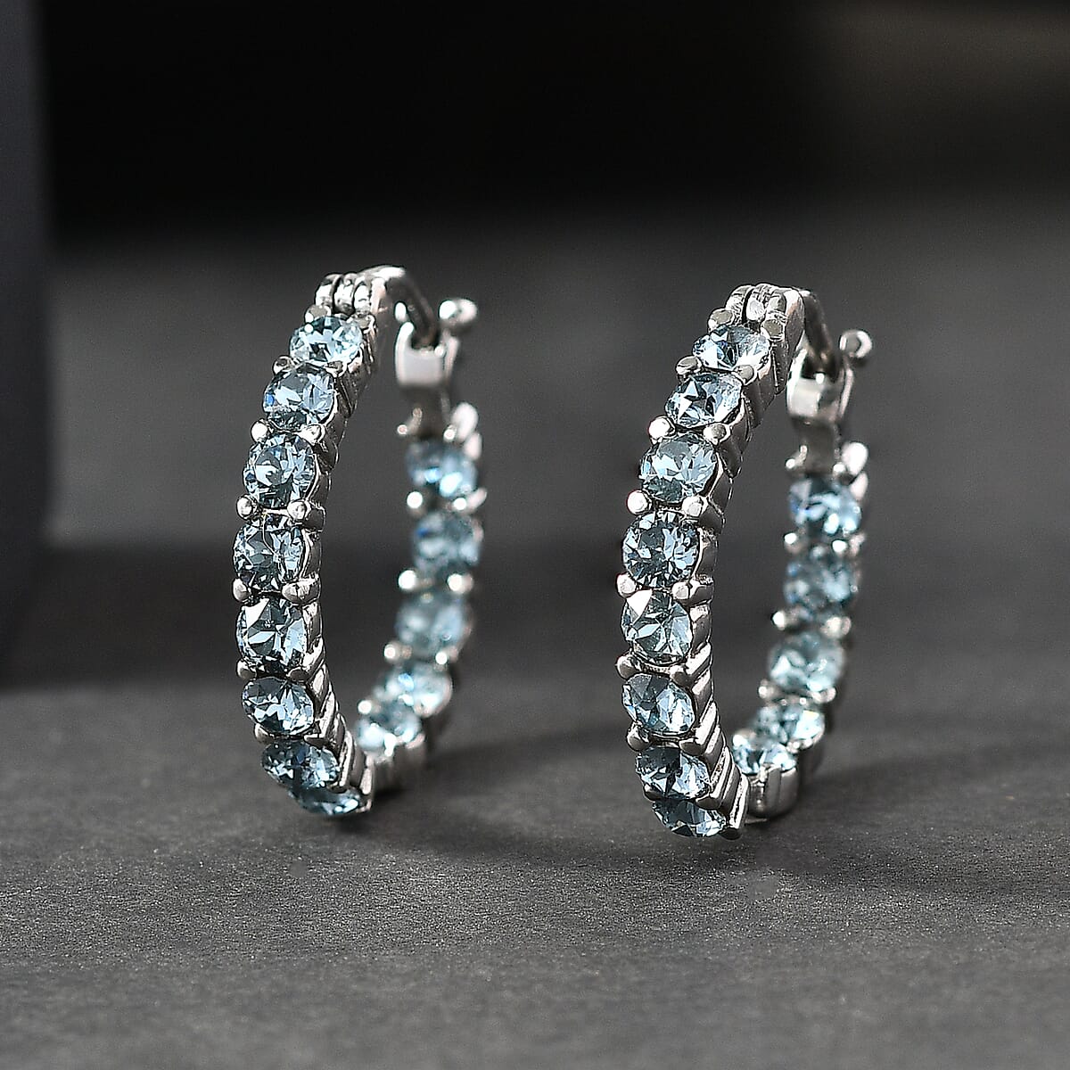 EverTrue Indian Sapphire Swarovski Crystal Earrings Stainless Steel  image number 1