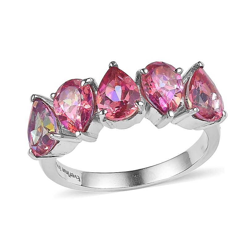 EverTrue Charisma Pink Mystic Topaz 4.10 ctw Ring in Stainless Steel (Size 7.0)