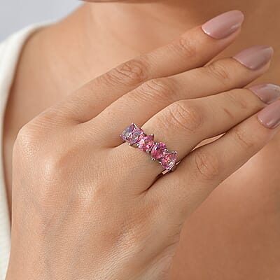 EverTrue Charisma Pink Mystic Topaz 4.10 ctw Ring in Stainless Steel (Size 7.0)