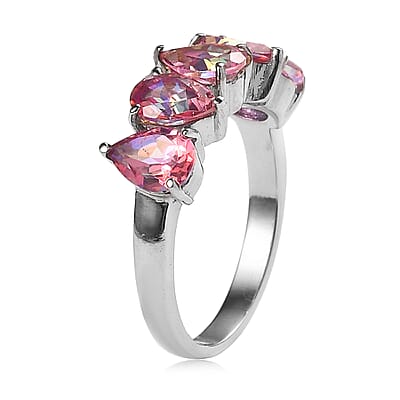 EverTrue Charisma Pink Mystic Topaz 4.10 ctw Ring in Stainless Steel (Size 7.0)