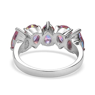 EverTrue Charisma Pink Mystic Topaz 4.10 ctw Ring in Stainless Steel (Size 7.0)
