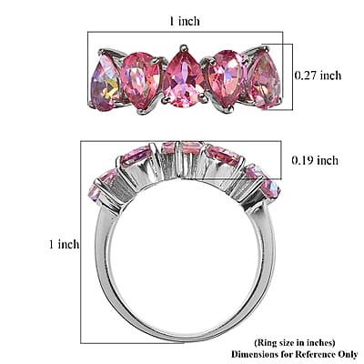 EverTrue Charisma Pink Mystic Topaz 4.10 ctw Ring in Stainless Steel (Size 7.0)