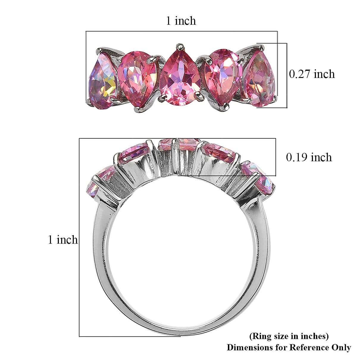 EverTrue Charisma Pink Mystic Topaz 4.10 ctw Ring in Stainless Steel (Size 8.0)