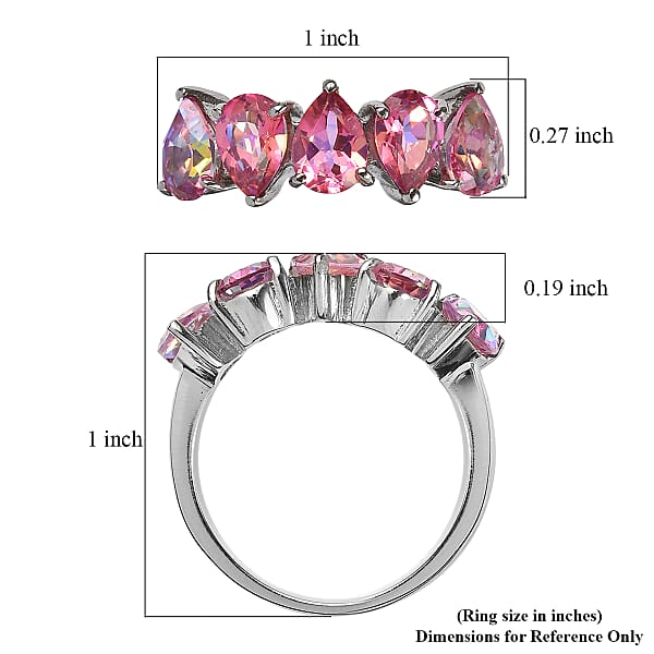 EverTrue Charisma Pink Mystic Topaz 4.10 ctw Ring in Stainless Steel (Size 9.0)