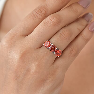 EverTrue Simulated Orange Diamond 6.90 ctw Ring in Stainless Steel (Size 6.0)