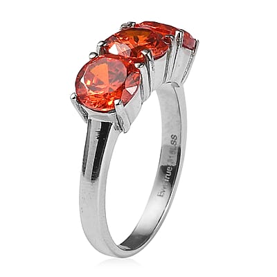 EverTrue Simulated Orange Diamond 6.90 ctw Ring in Stainless Steel (Size 6.0)