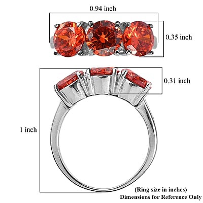 EverTrue Simulated Orange Diamond 6.90 ctw Ring in Stainless Steel (Size 6.0)
