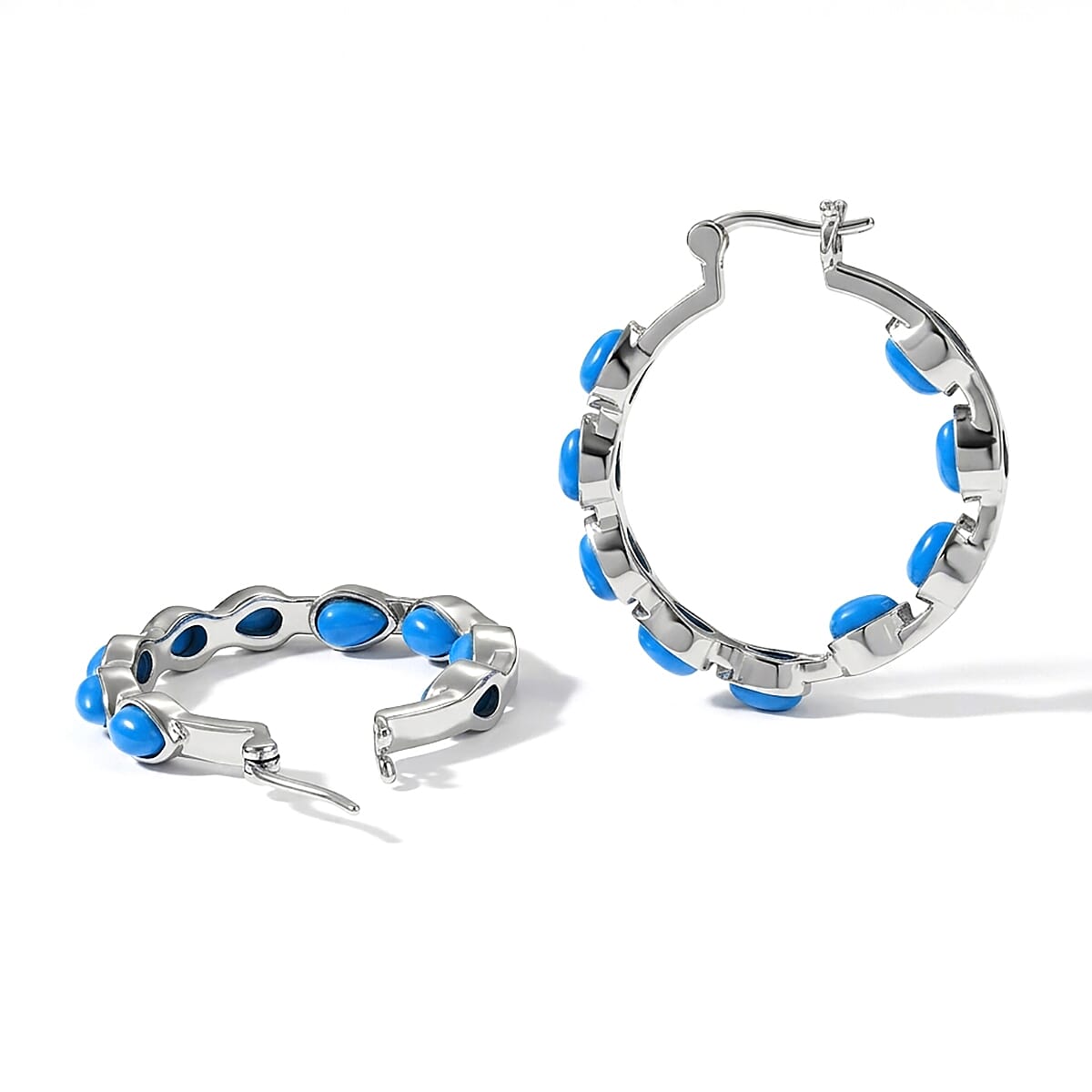 EverTrue Blue Howlite 7.30 ctw Hoop Earrings in Stainless Steel