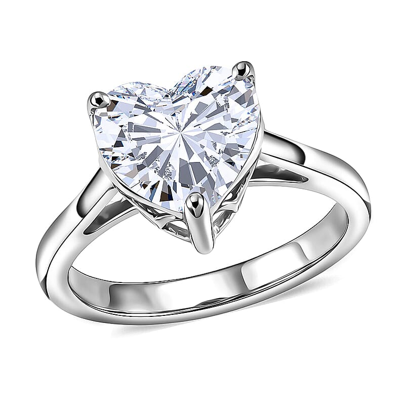 IGI Certified Luxuriant Lab Grown Diamond G VS 3.00 ctw Heart Ring in 950 Platinum (Size 7.0) 5.45 Grams