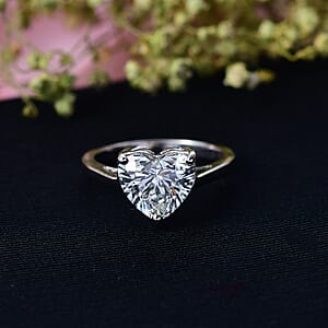 IGI Certified Luxuriant Lab Grown Diamond G VS 3.00 ctw Heart Ring in 950 Platinum (Size 7.0) 5.45 Grams