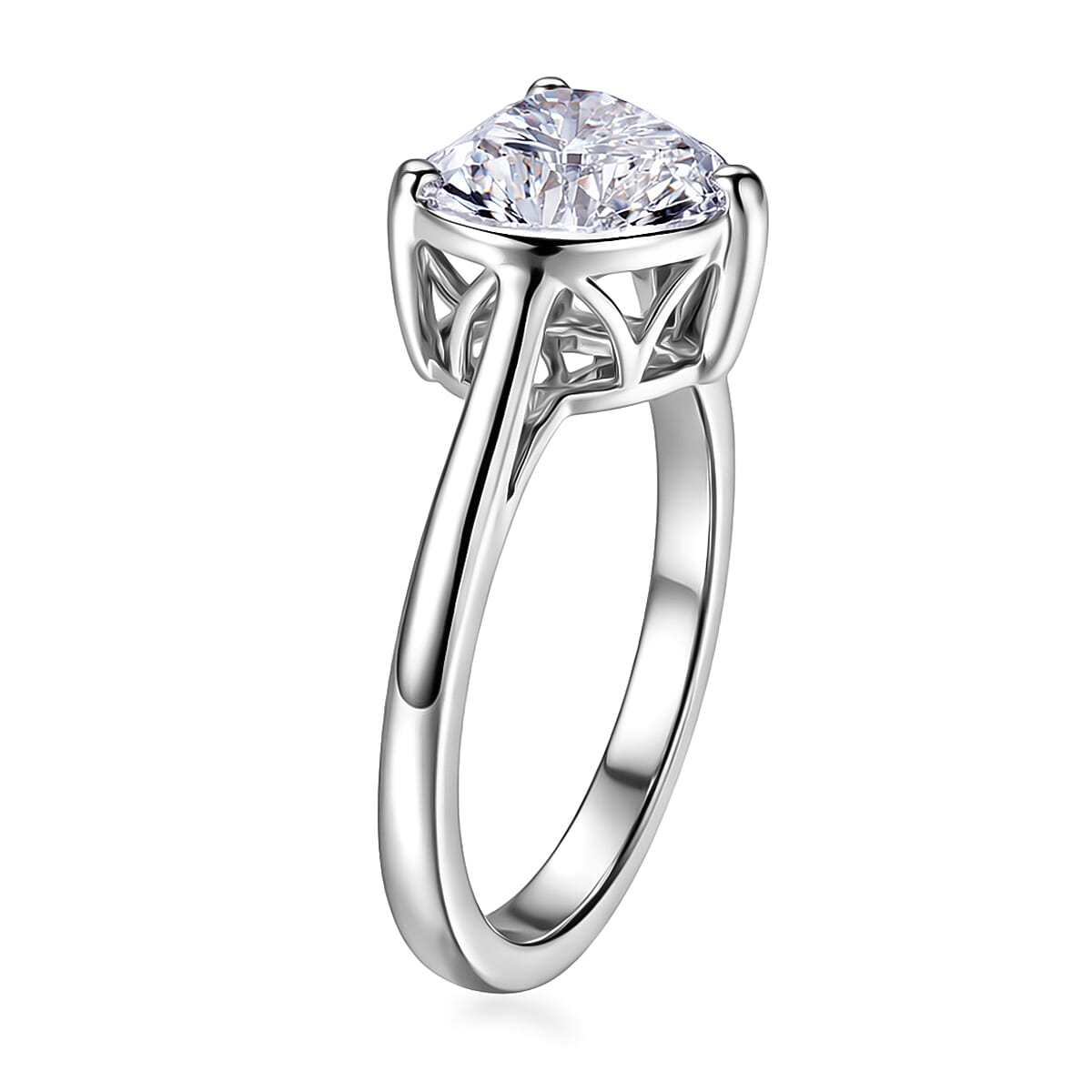 IGI Certified Luxuriant Lab Grown Diamond G VS 3.00 ctw Heart Ring in 950 Platinum (Size 7.0) 5.45 Grams image number 3