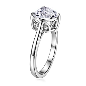 IGI Certified Luxuriant Lab Grown Diamond G VS 3.00 ctw Heart Ring in 950 Platinum (Size 7.0) 5.45 Grams