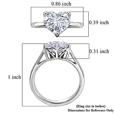 IGI Certified Luxuriant Lab Grown Diamond G VS 3.00 ctw Heart Ring in 950 Platinum (Size 7.0) 5.45 Grams