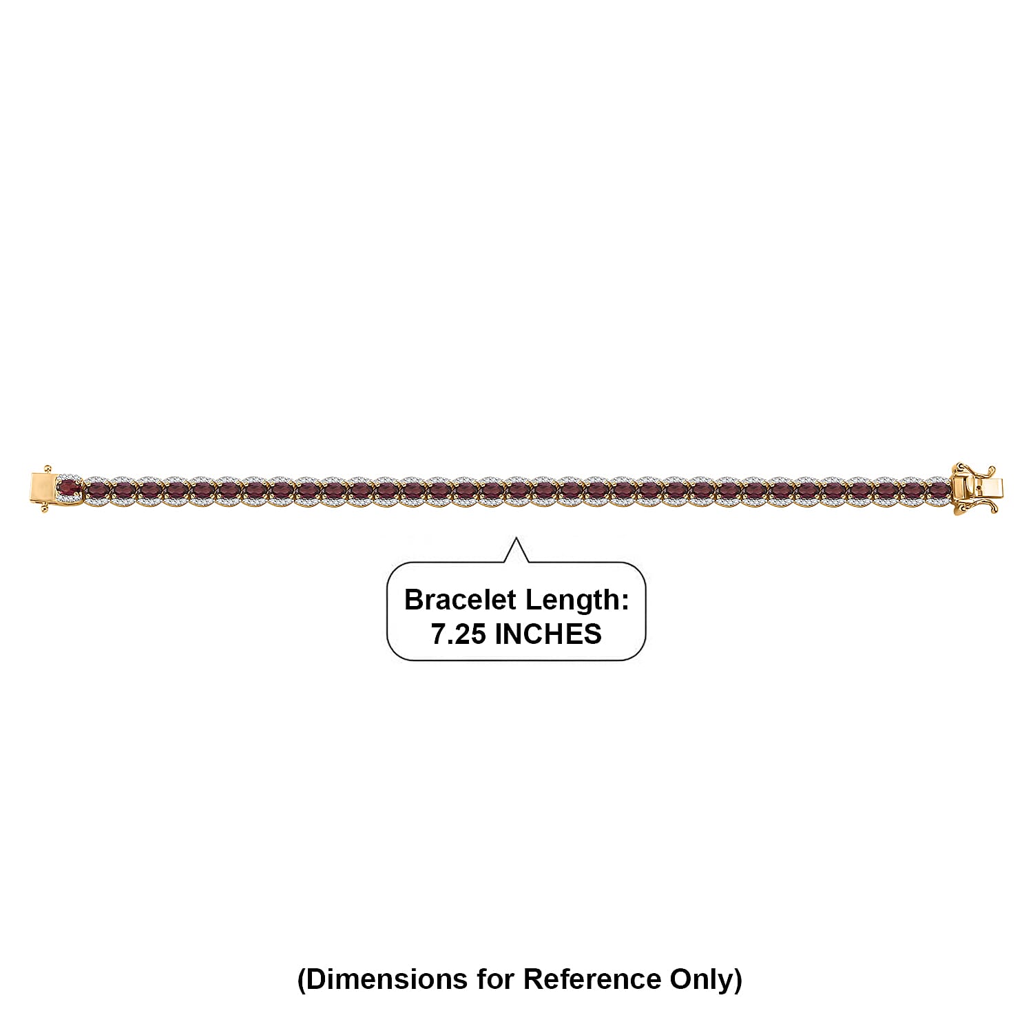 D'Joy Premium Malawi Magenta Garnet and Moissanite 10.35 ctw Midnight Line Bracelet in 18K Vermeil Yellow Gold Over Sterling Silver (6.50 In)