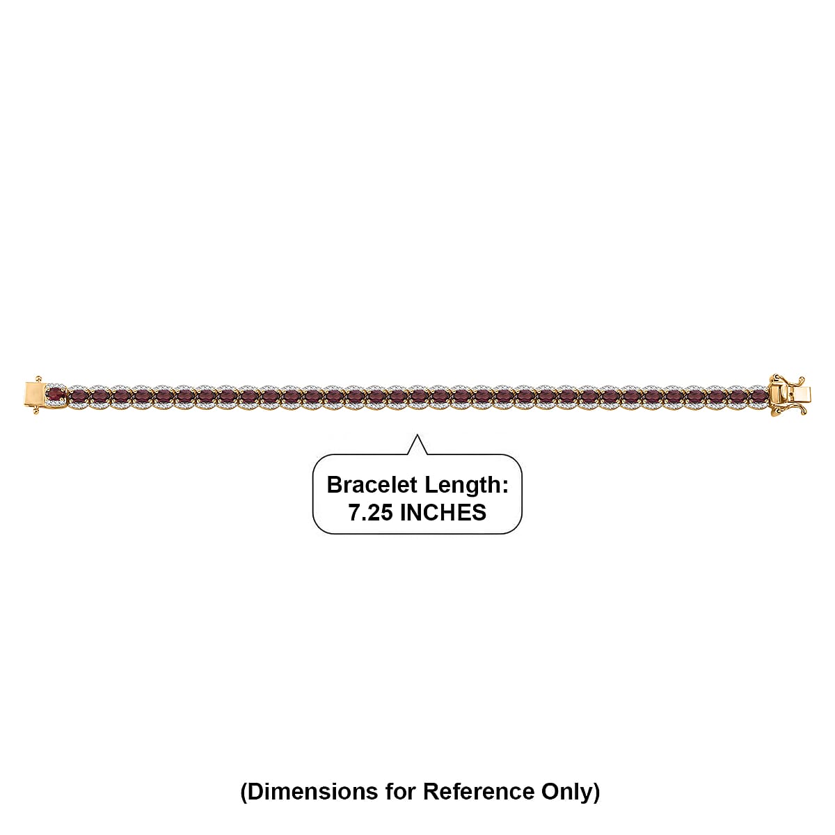 D'Joy Premium Malawi Magenta Garnet and Moissanite 10.35 ctw Midnight Line Bracelet in 18K Vermeil Yellow Gold Over Sterling Silver (6.50 In) image number 4