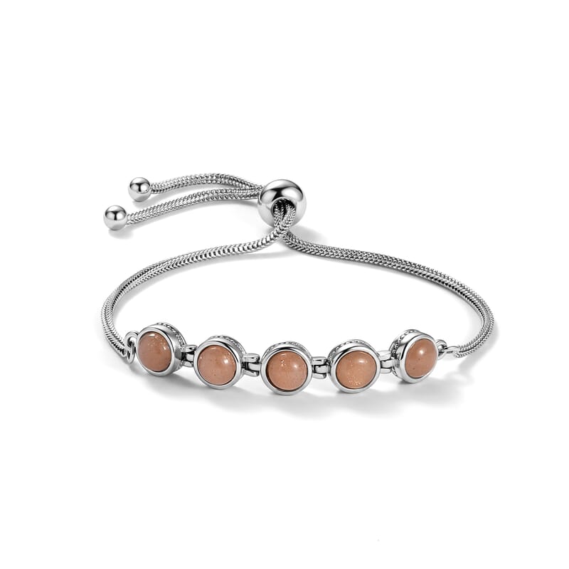 EverTrue Peach Sunstone 4.35 ctw Bracelet in Stainless Steel (10.50 In)