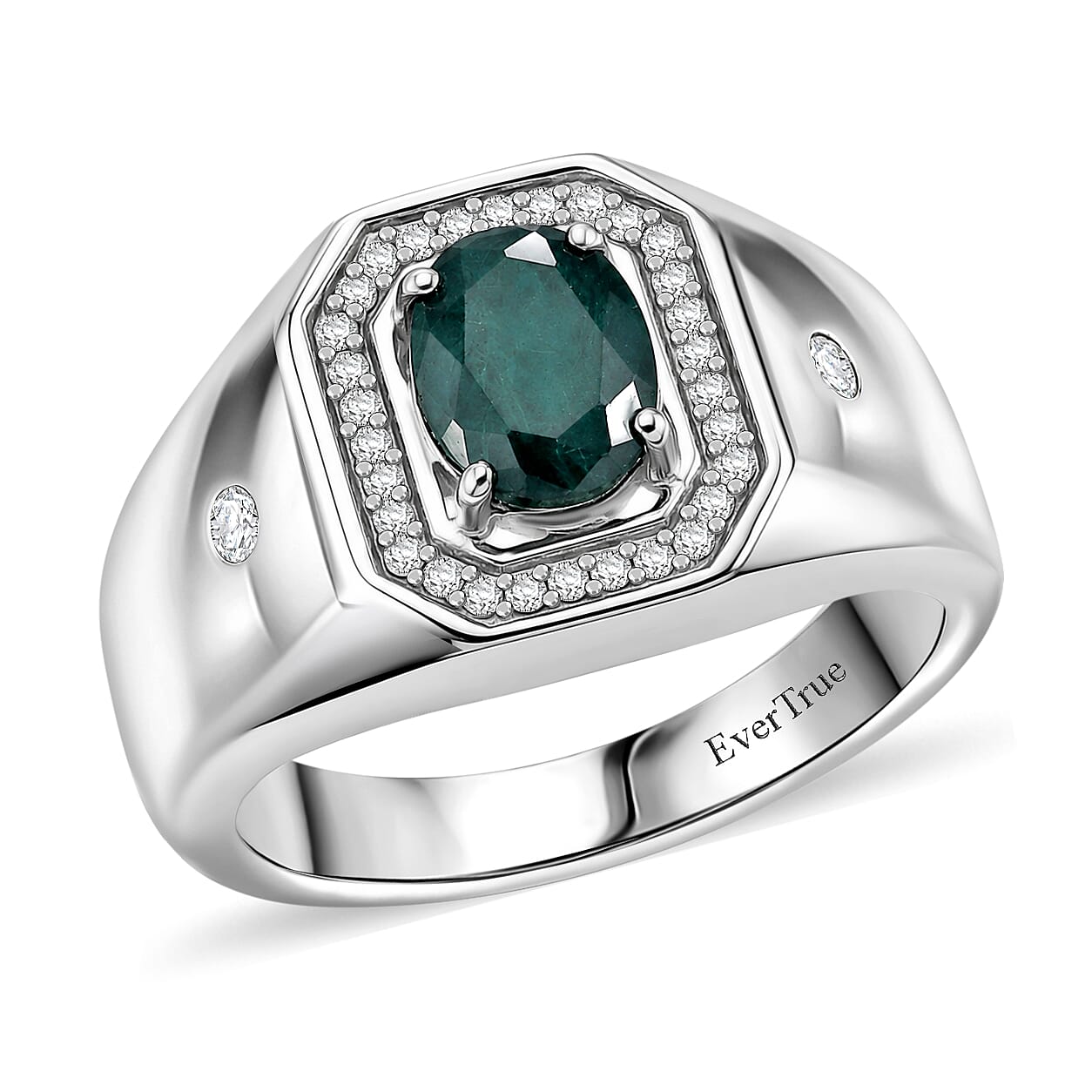 EverTrue Cherry Citrine, White Zircon Men's Ring in Platinum Bond (Size 10.0) 1.50 ctw