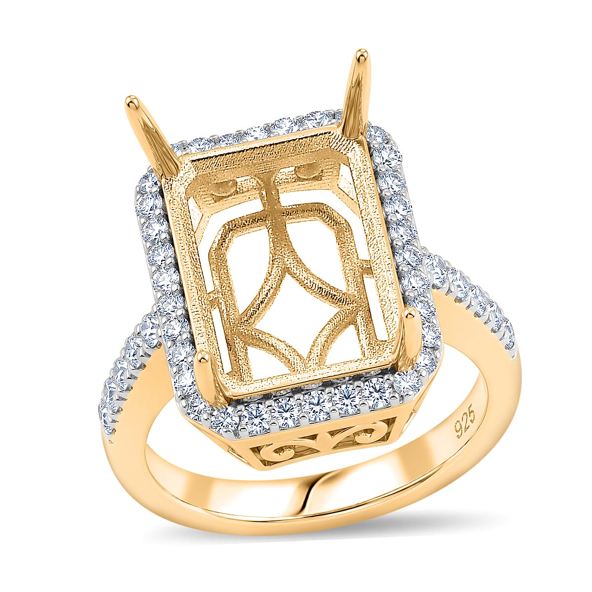 Lab Grown Diamond G-H SI 0.50 ctw Ring in 18K Vermeil Yellow Gold Over Sterling Silver (Size 5.0)