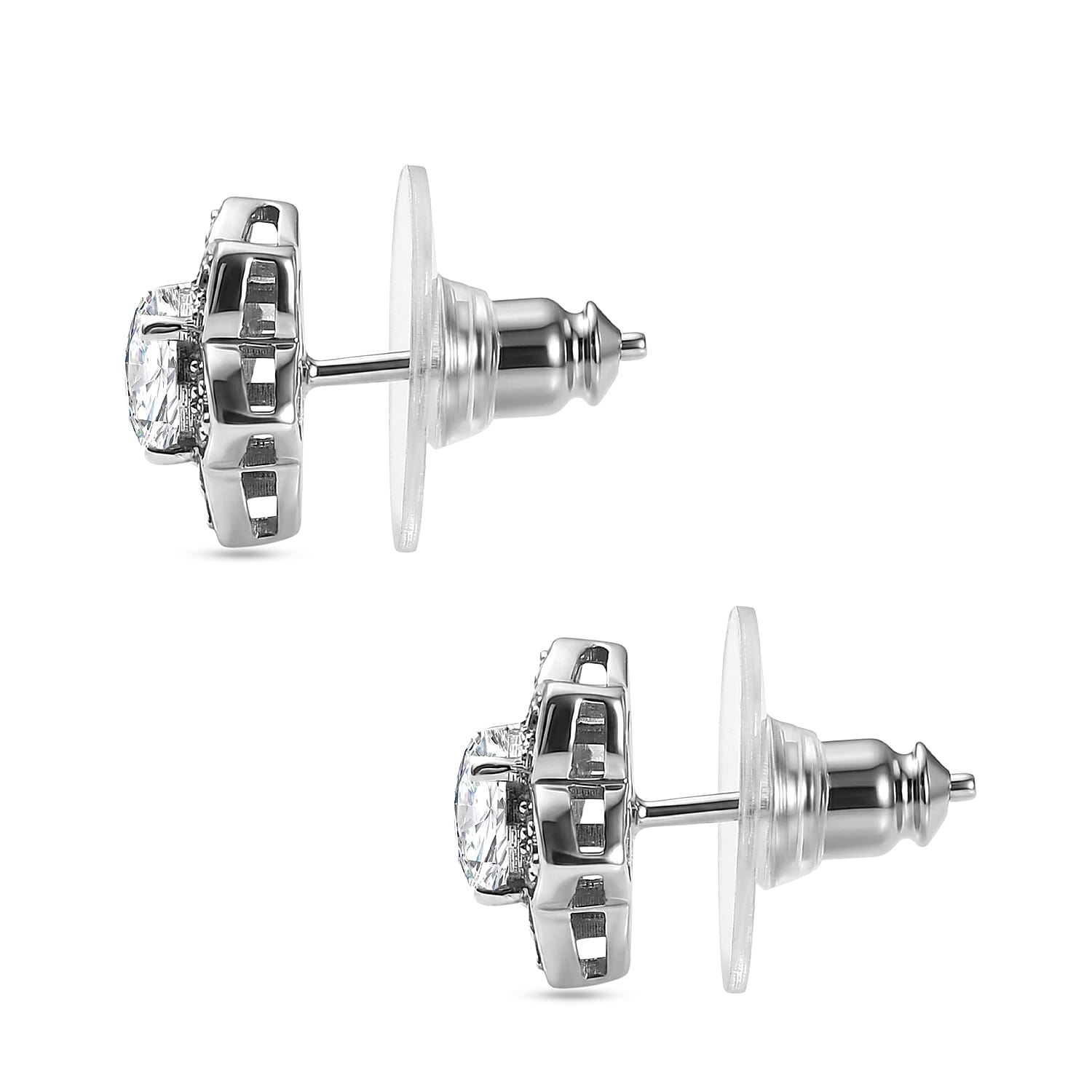 D'Joy Moissanite (Rnd 5mm) Stud Earrings in Platinum Over Sterling Silver 1.15 ctw