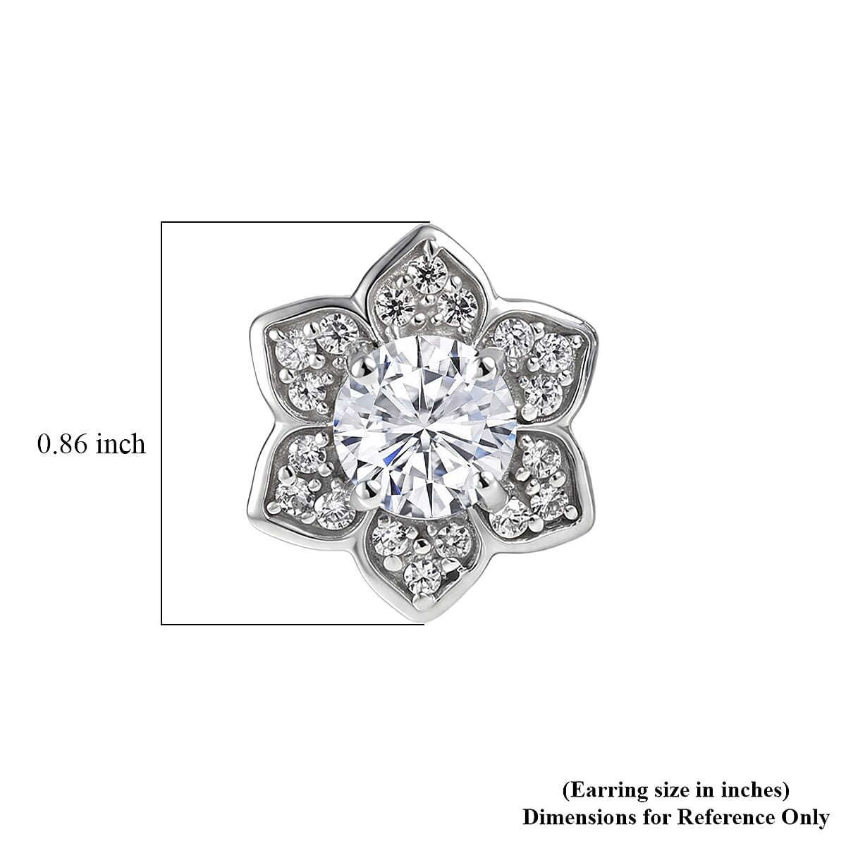 D'Joy Moissanite (Rnd 5mm) Stud Earrings in Platinum Over Sterling Silver 1.15 ctw