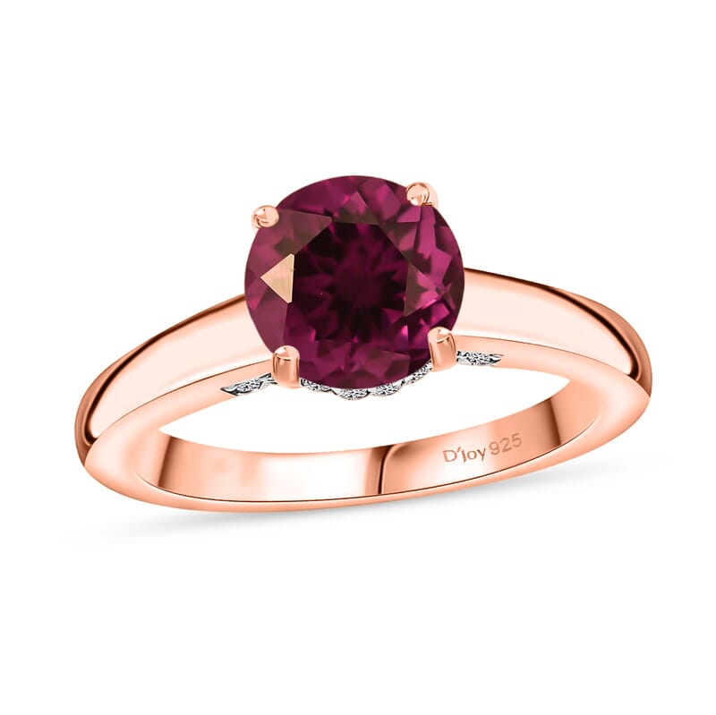 D'Joy Lab Grown Color Change Sapphire and Moissanite 2.85 ctw Ring in 18K Vermeil Rose Gold Over Sterling Silver (Size 6.5)