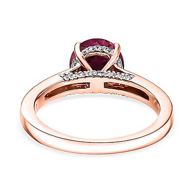 D'Joy Lab Grown Color Change Sapphire and Moissanite 2.85 ctw Ring in 18K Vermeil Rose Gold Over Sterling Silver (Size 7.5)