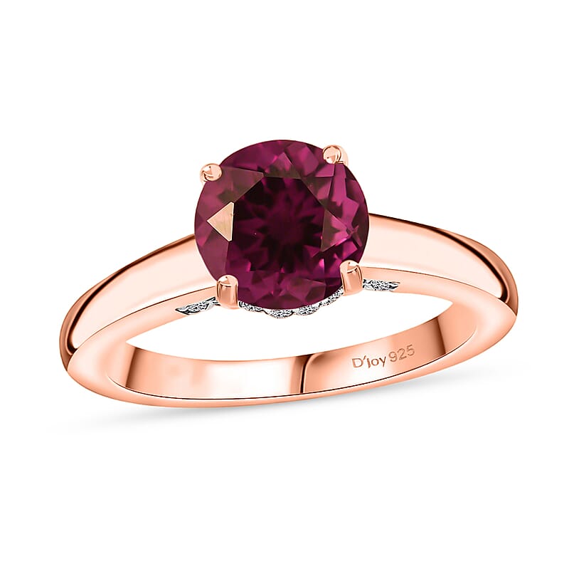 D'Joy Lab Grown Color Change Sapphire and Moissanite 2.85 ctw Ring in 18K Vermeil Rose Gold Over Sterling Silver (Size 8.5)