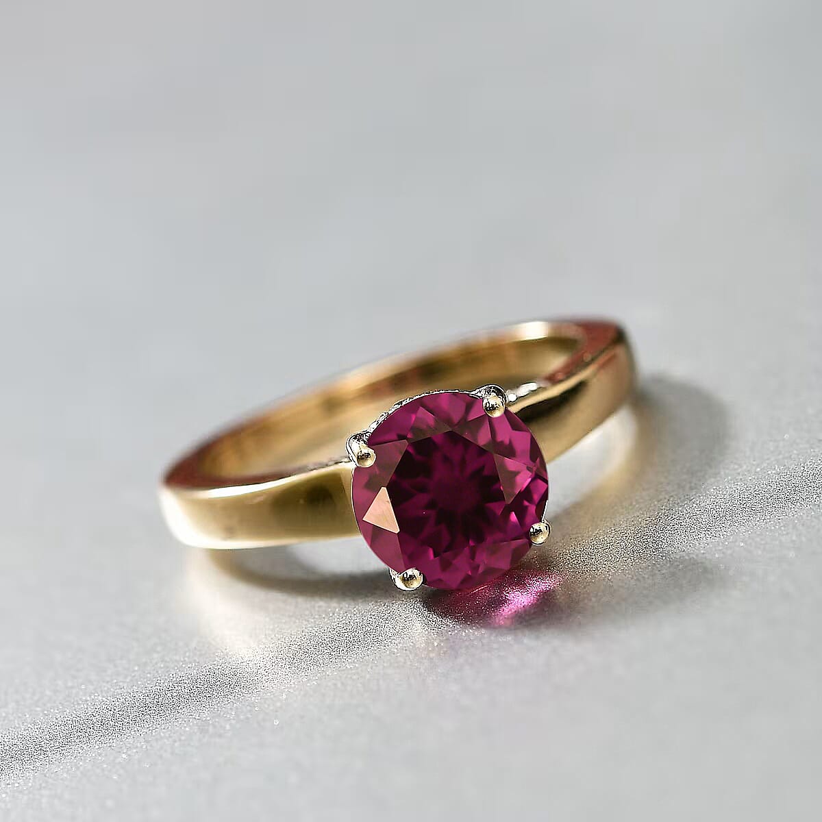 D'Joy Lab Grown Color Change Sapphire and Moissanite 2.85 ctw Ring in 18K Vermeil Yellow Gold Over Sterling Silver (Size 11.0) image number 1