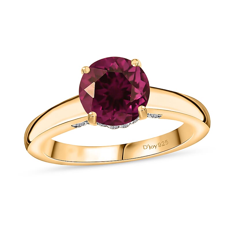 D'Joy Lab Grown Color Change Sapphire and Moissanite 2.85 ctw Ring in 18K Vermeil Yellow Gold Over Sterling Silver (Size 4.0)