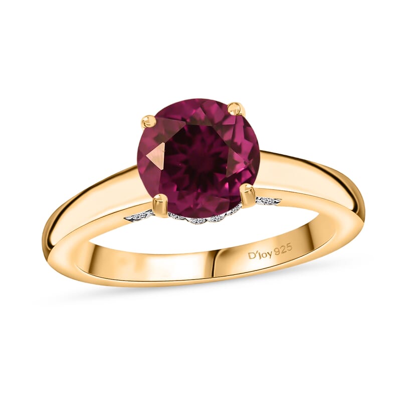 D'Joy Lab Grown Color Change Sapphire and Moissanite 2.85 ctw Ring in 18K Vermeil Yellow Gold Over Sterling Silver (Size 6.5)