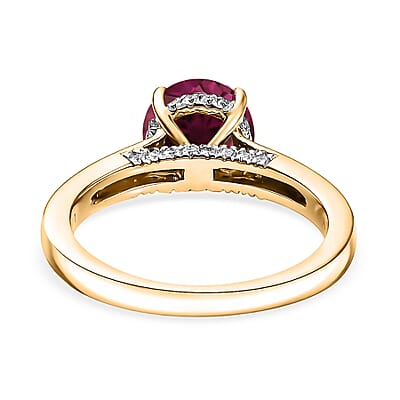 D'Joy Lab Grown Color Change Sapphire and Moissanite 2.85 ctw Ring in 18K Vermeil Yellow Gold Over Sterling Silver (Size 8.0)