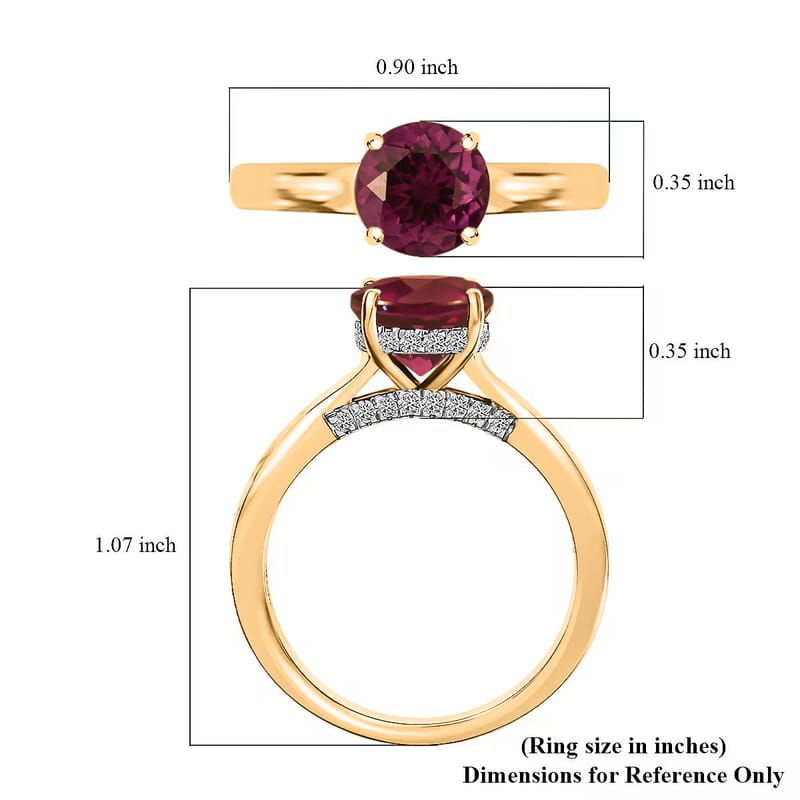 D'Joy Lab Grown Color Change Sapphire and Moissanite 2.85 ctw Ring in 18K Vermeil Yellow Gold Over Sterling Silver (Size 8.5)